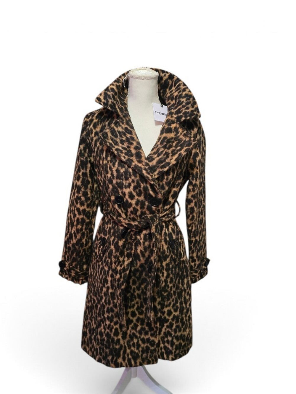 Steve Madden - Leopard Print Belted Trench Coat